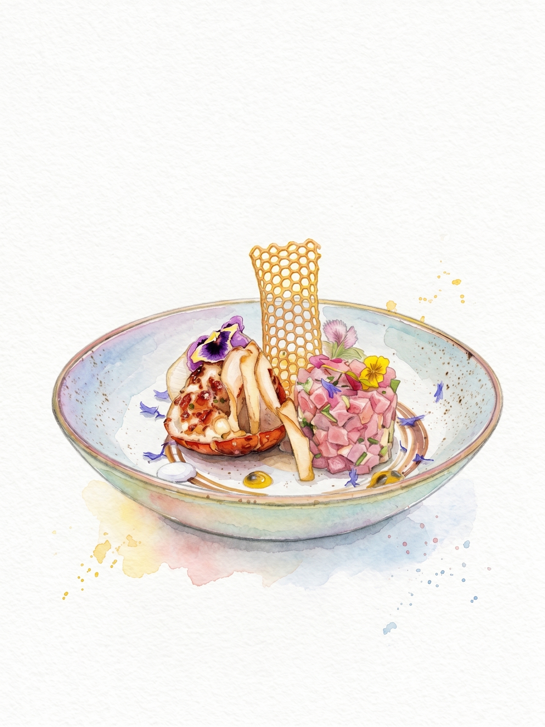 Homard grillé et tartare de thon coco-passion